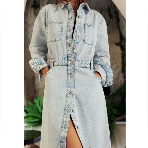 NEW Zara Z1975 DENIM MIDI DRESS S - Picture 4 of 15